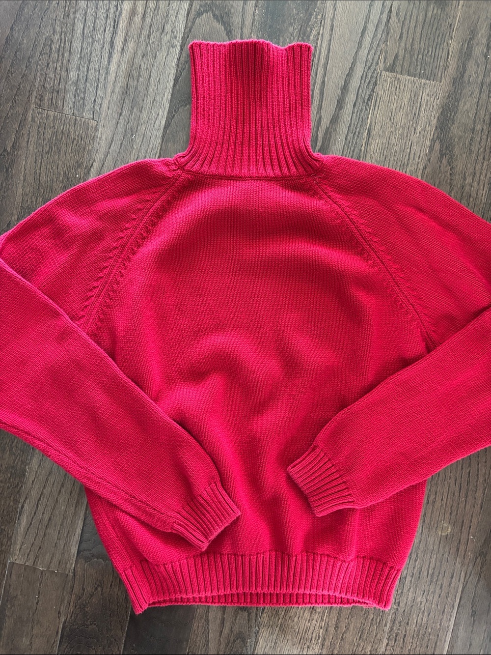Vintage Lands’ End cotton turtleneck sweater, cherry red, made in USA, size S